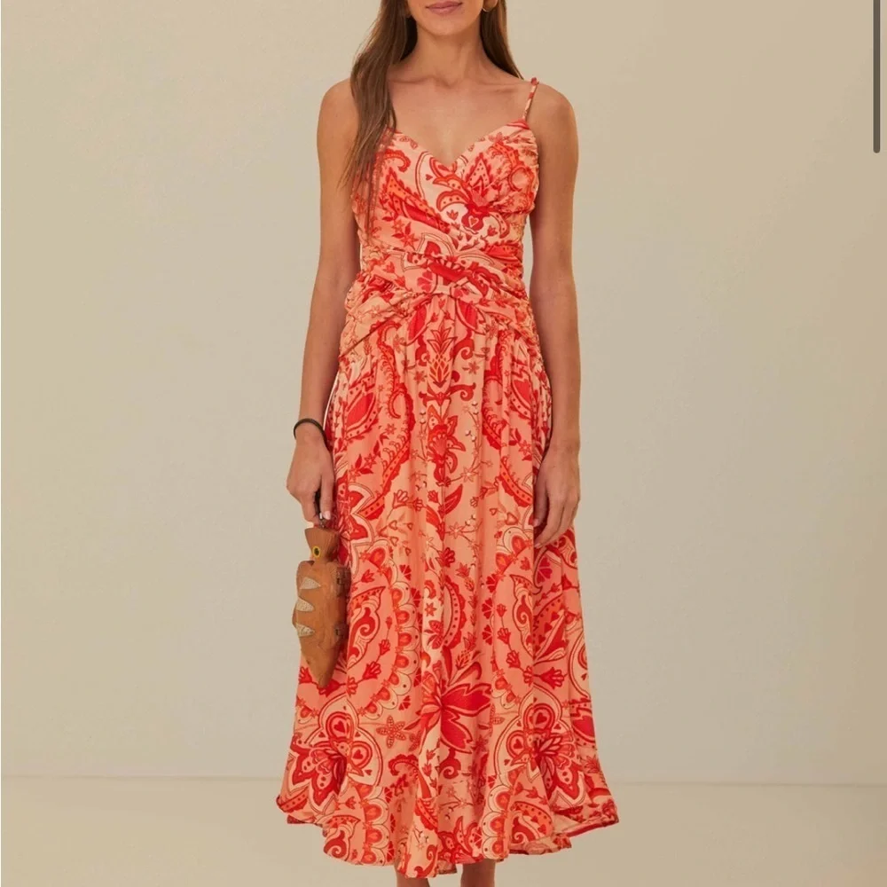 FARM Rio Jaipur Crossover Linen Blend maxi sun dress size xs
